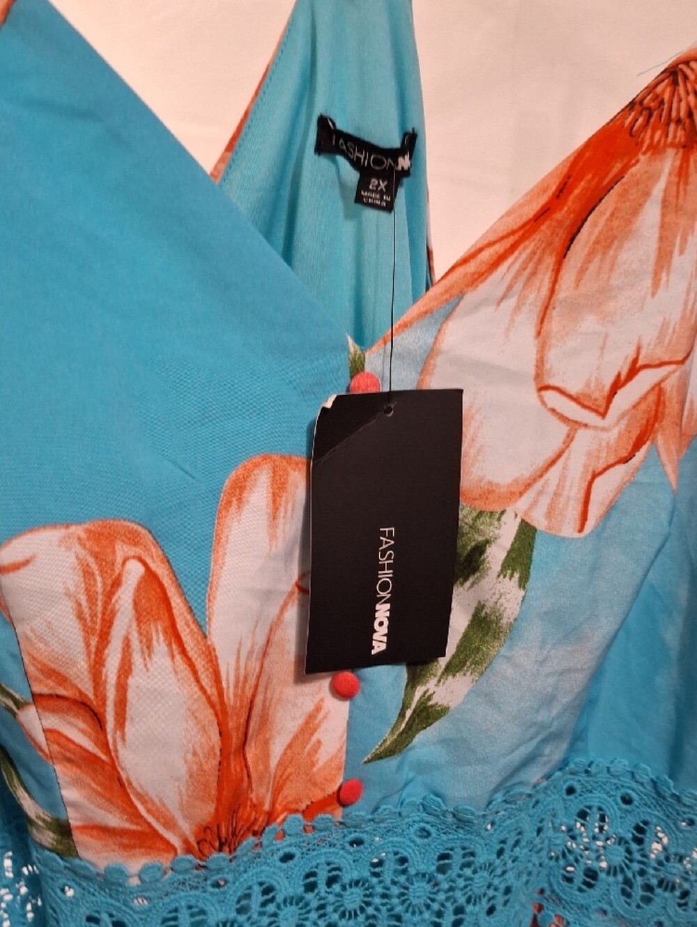 Fashion Nova Holy Slit II Sleaveless Max Dress  Blue/combo Nwt - Picture 5 of 8
